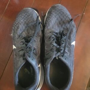 Black Nike Knit Running Shoes with White Swoosh